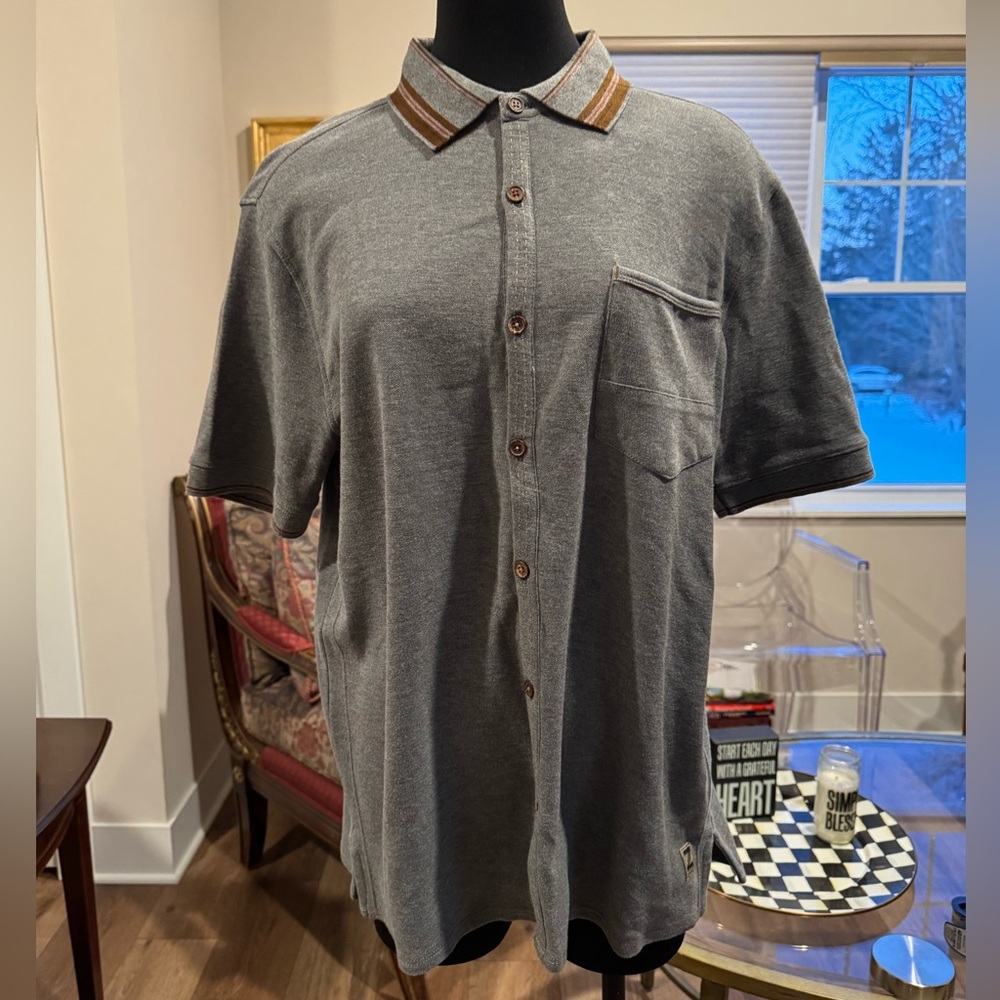 Zenfari dark gray button down shirt Size M